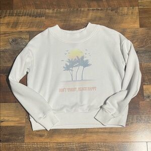 aerie Off-White Ribbed Crewneck Sweater (xs)